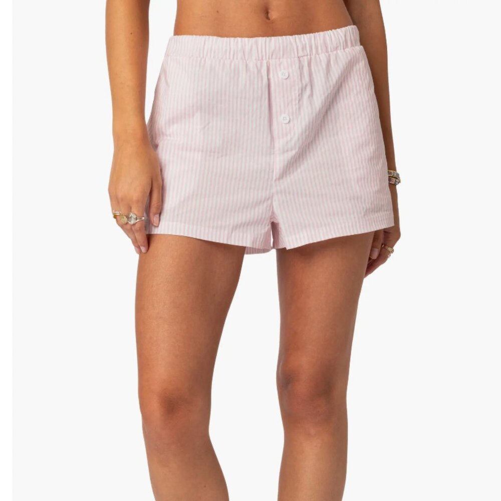 Edikted Pinstripe Cotton Boxer Shorts